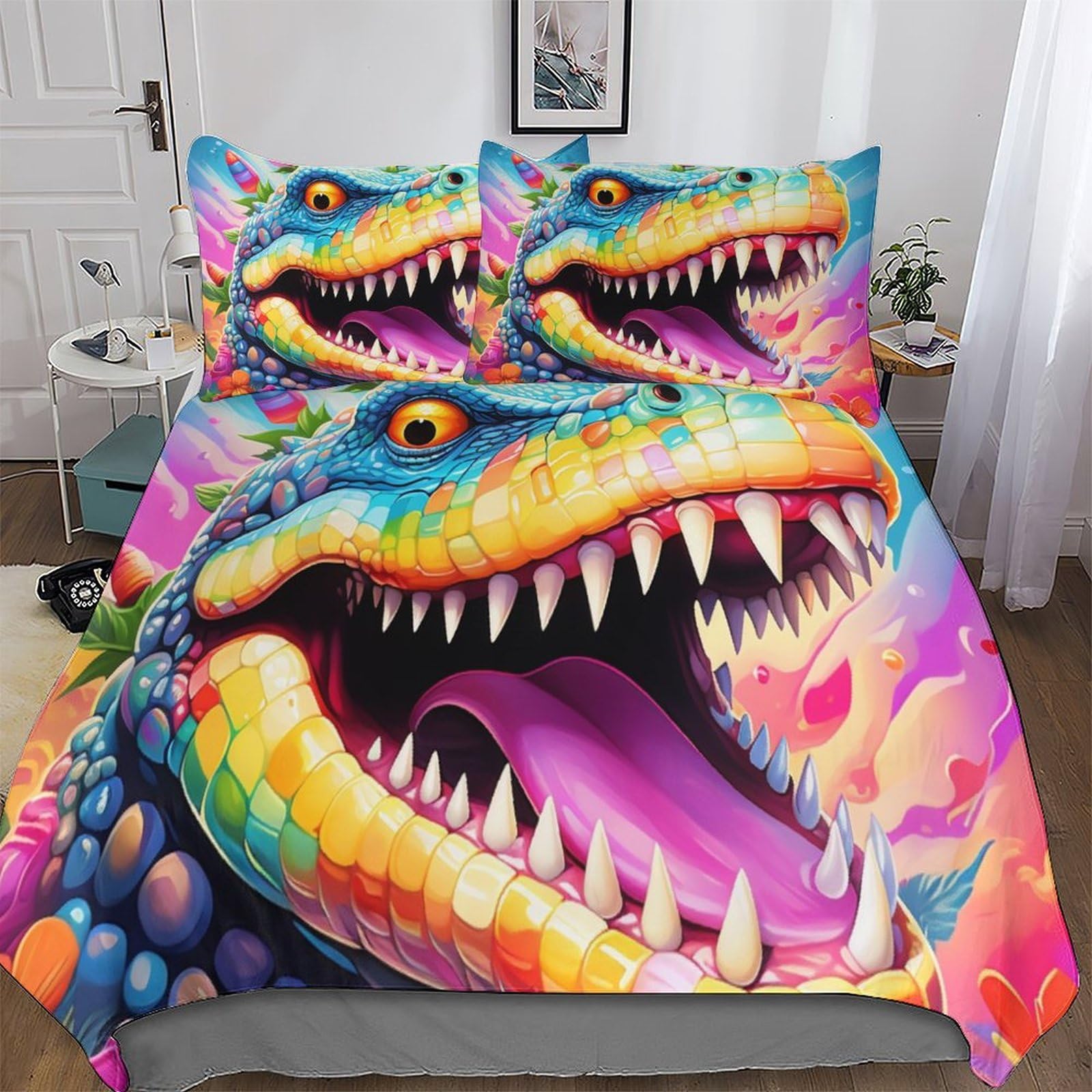 Housse de couette crocodile microfibre anti-plis fini le repassage parure 200x200