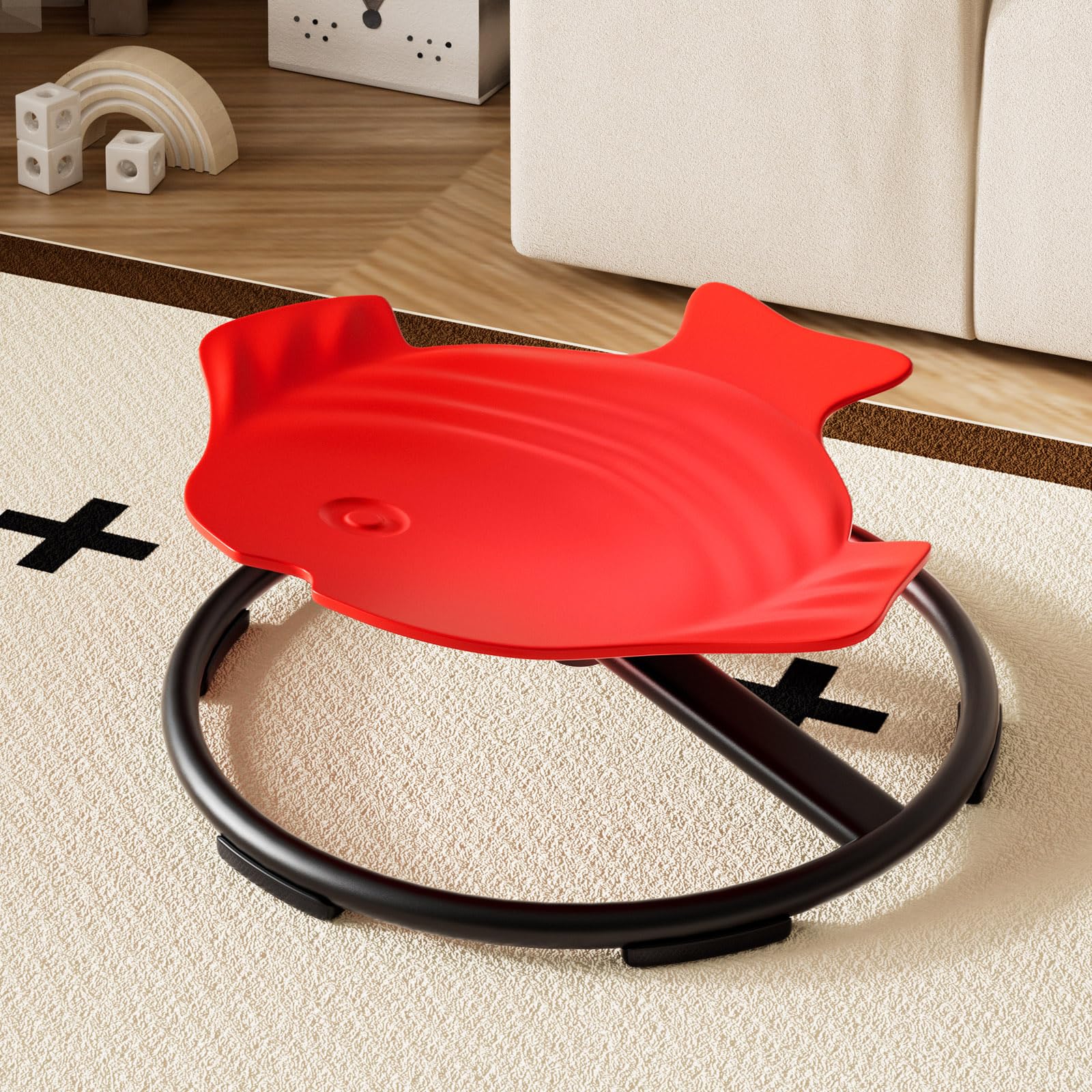 Viprh Spinning Chair for Kids,for Motion & Balance Training - Durable 360° Spinning Chair for Brain Development - Fun Indoor/Outdoor Sensory Toy (220 lbs Capacity) Fish Shape Red