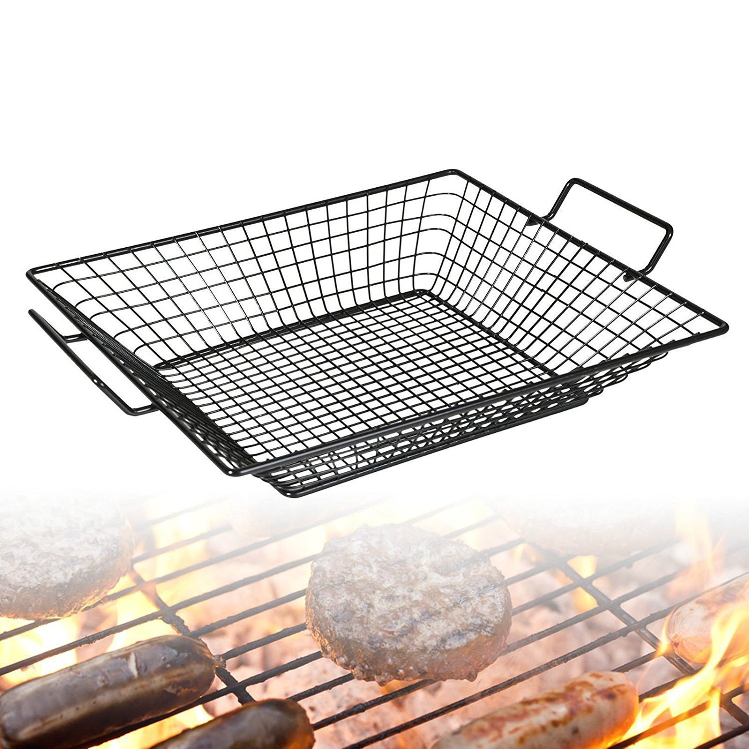 EG Homewares Barbecue BBQ Steel Mesh Basket Food Tray Grilling Non Stick Rack