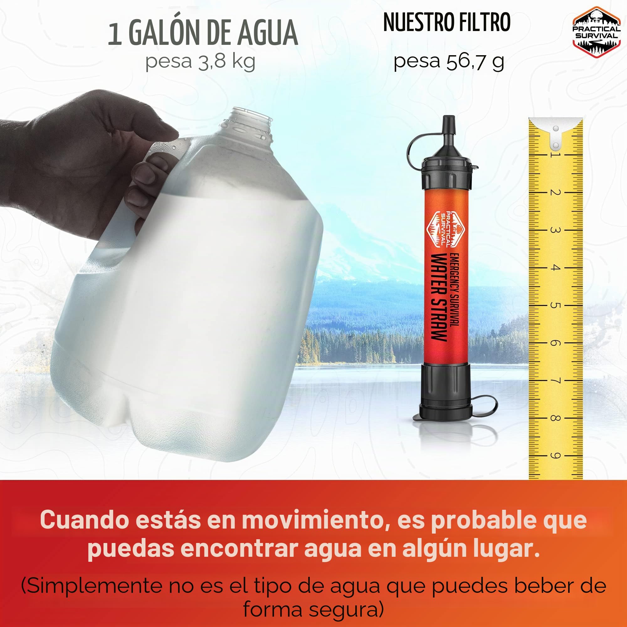 5 pajitas de agua de supervivencia de emergencia de alta capacidad, filtro de agua personal para camping, senderismo, viajes, ciclismo, supervivencia, preparación para emergencias, ligero,