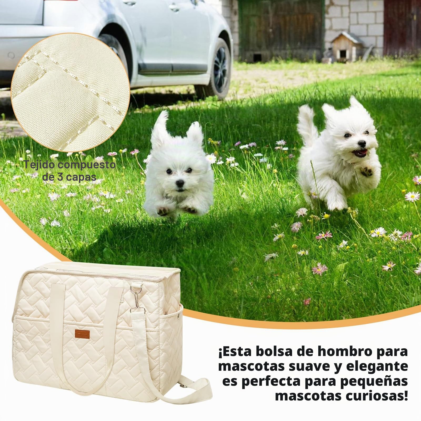 Bolsa de transporte para perros de hasta 5 kg – Bolsa para perros pequeños y gatos, plegable, transpirable, con cinturón de seguridad, bolsillos, bolsa de transporte, ideal para exteriores, viajes