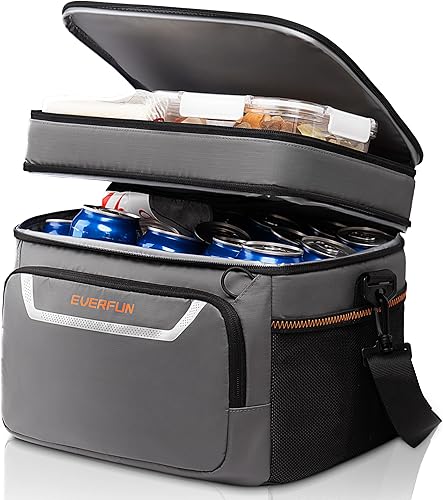 Miniatura 12 de EVERFUN Small Cooler Bag 24 Can Insulated Lunch Box Double Deck Soft Leak-Proof Waterproof Collapsible Ice Chest for Men Women Work Travel Car Trip