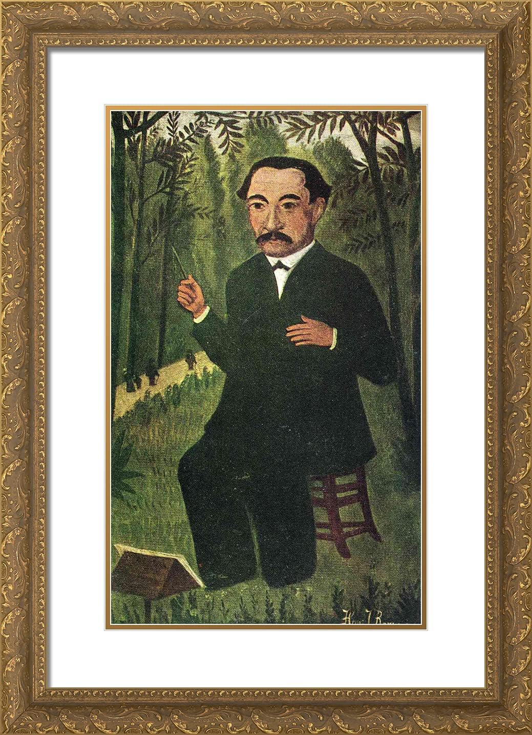 ArtDirect Rousseau, Henri 18x24 Gold Ornate Framed Art Print with Double Matting Titled: Henri Rousseau as Orchestra Conductor