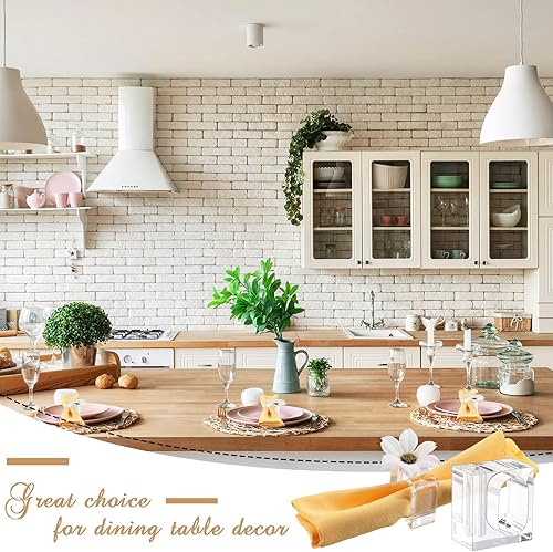 Miniatura 10 de Servilleteros de flores de acrílico para servilletas de tela servilleteros cuadrados de flores servilleteros transparentes jarrón para fiestas 177 x