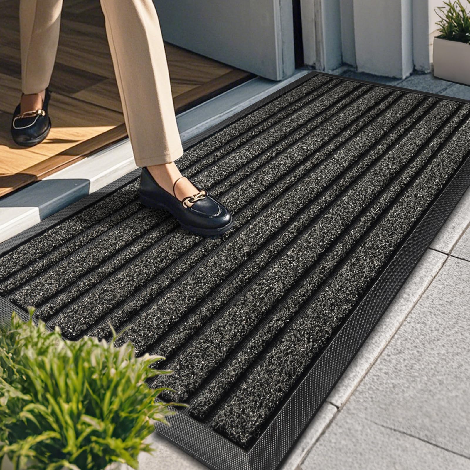 Door Mat Outdoor Entrance, 36x17 Inches, Extra Durable Front Door Mat Outside, Heavy Duty Welcome Mat for Outside Entry, Back Door Mats Non Slip,