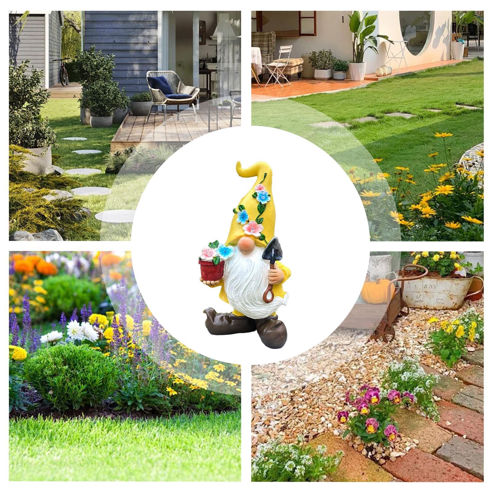 Genérico Estatuas Gnomos De Jardín Figura Enano Artesanal | Decoración Solar Gnomos Para Patio, Césped, Porche, Entrada, Jardín, Patio Trasero Y Paisaje