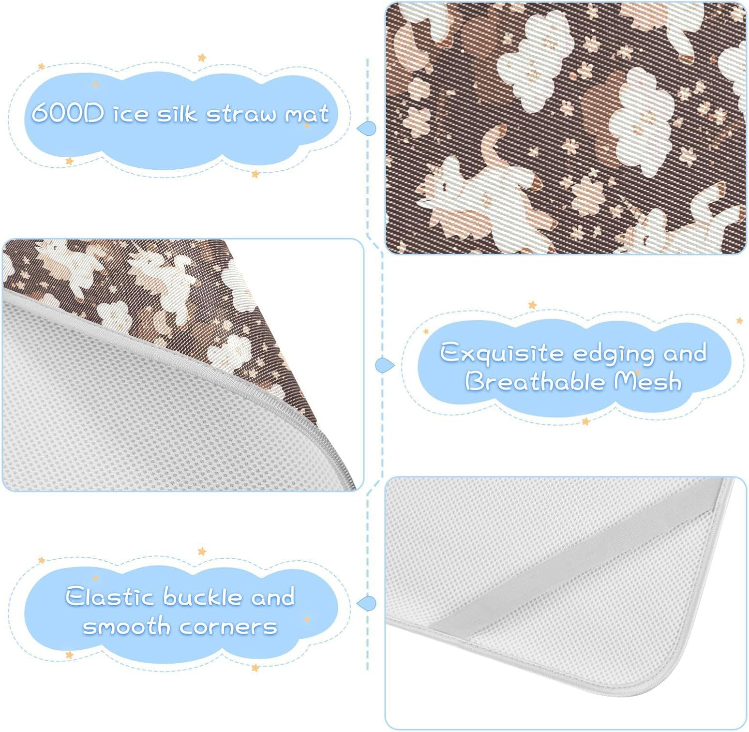 Cartoon Cute Brown Unicorns Cooling Baby Play Mattress 28" x 52" Breathable Crib Padding for Baby&Toddler