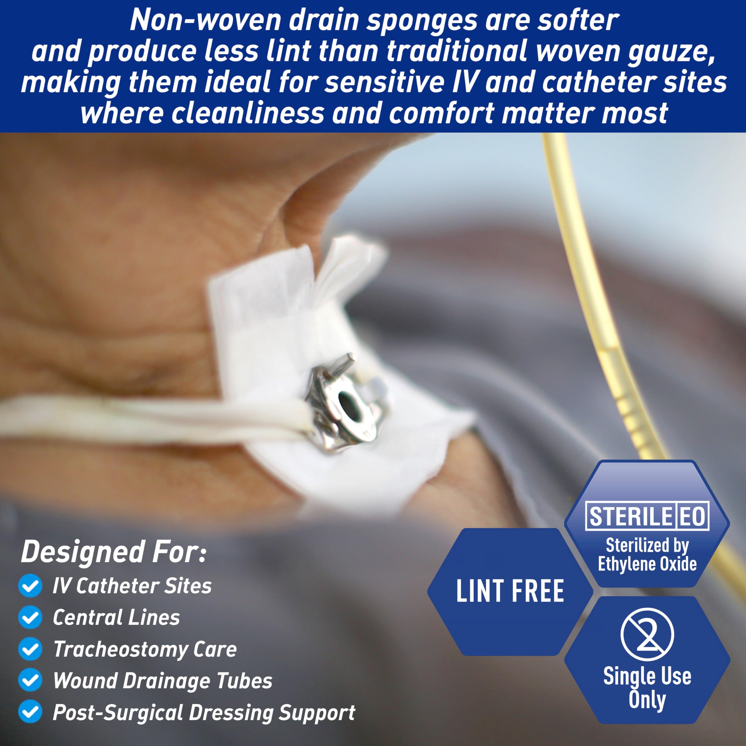 MED PRIDE Sterile Drain Sponges,4x4 in,6-Ply,Pre-Cut T-Slit,50-Count — Amazon image 5