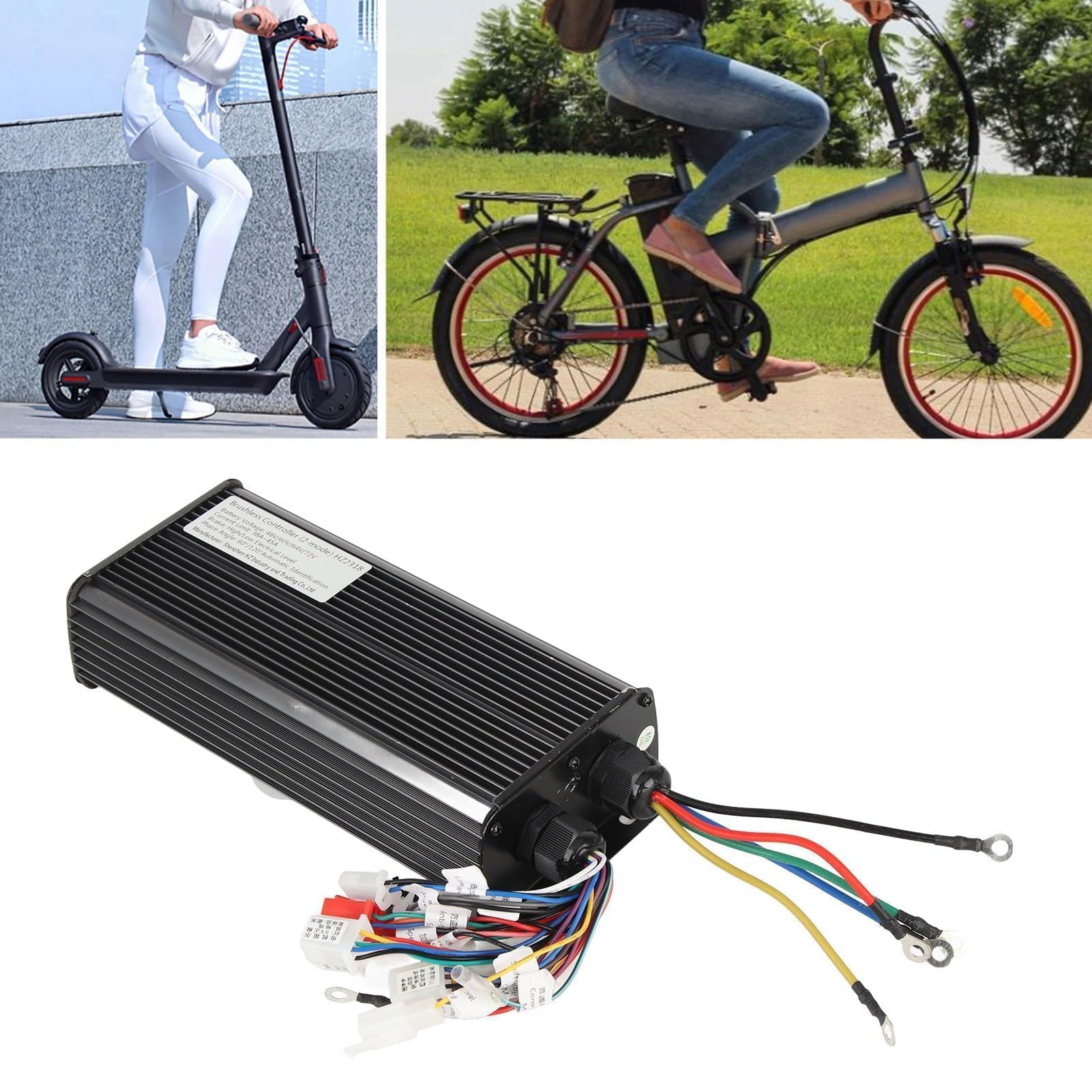 SUNGOOYUE Contrôleur sans Balais de Vélo électrique, 2000W 48V 60V 64V 72V Contrôleur de Moteur sans Balais à 18 Tubes pour Vélo électrique