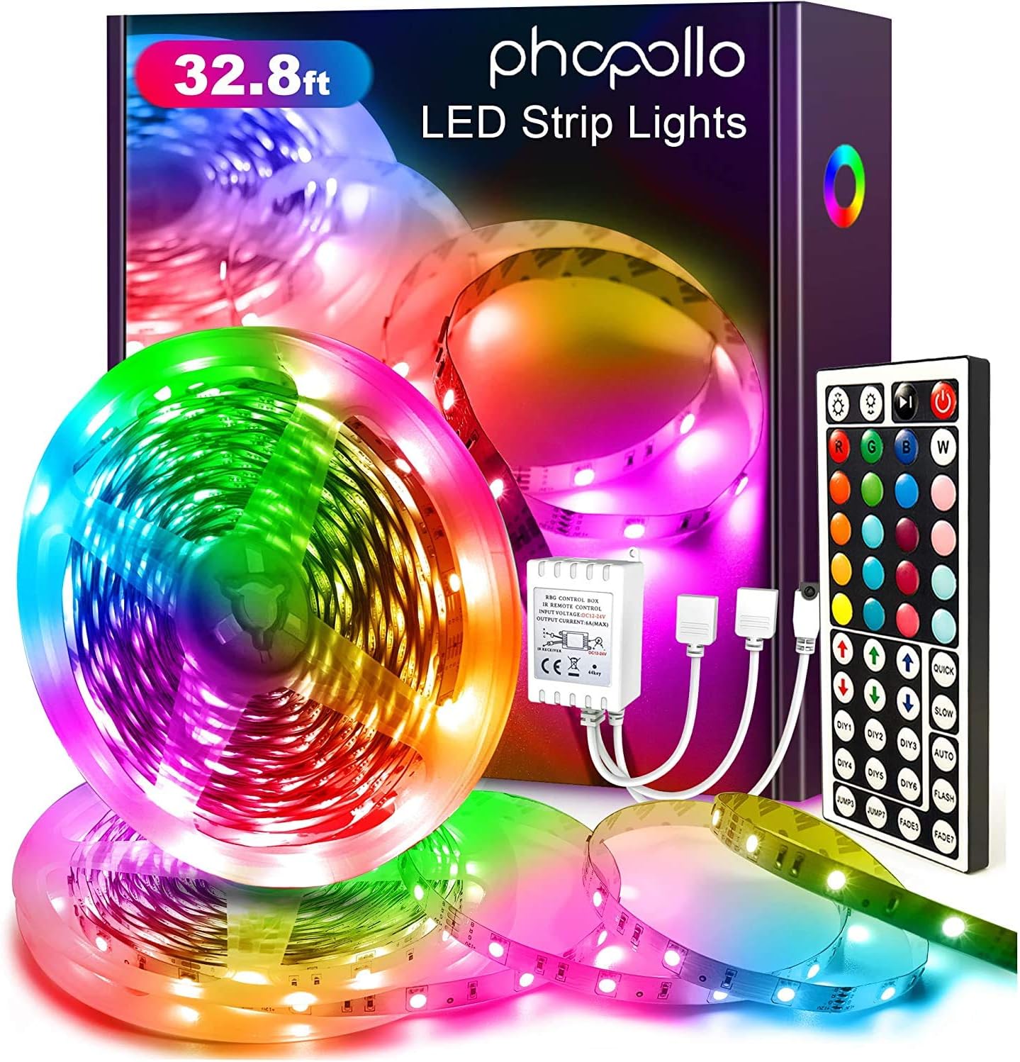 Mumoo Bear Led Strip Lights Color Changing 32.8ft Flexible 5050 RGB Led Lights Kit with 12v Power Supply and 44 Key Ir Remote Controller