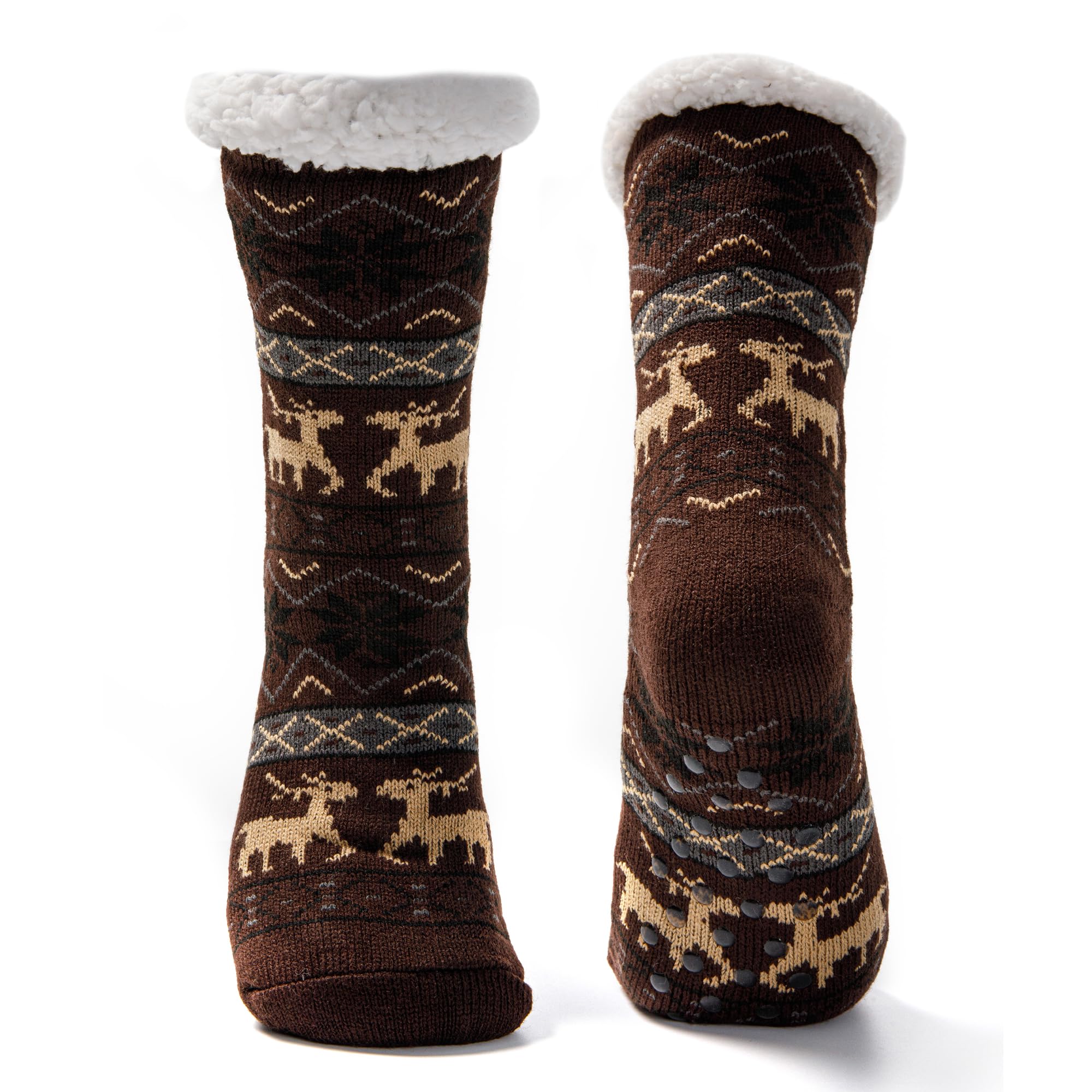 JOMIX Calcetines Antideslizantes Hombre Navidad Peluche Largos Invierno Navideños Cálido Calcetín Andar por Casa Tamaño 39-46