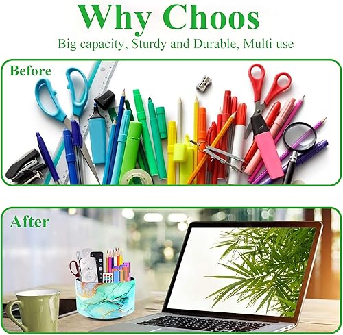 Miniatura 7 de Hennaja Organizador redondo de cuero para suministros de arte, soporte para control remoto, rotación de 360 grados, soporte multifuncional para