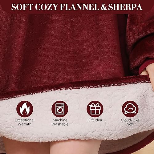 Miniatura 5 de LetsFunny - Sudadera holgada con capucha, estilo cobija, tela sherpa, de vellón, con bolsillo, súper cálida, súper suave y cómoda, con bolsillo