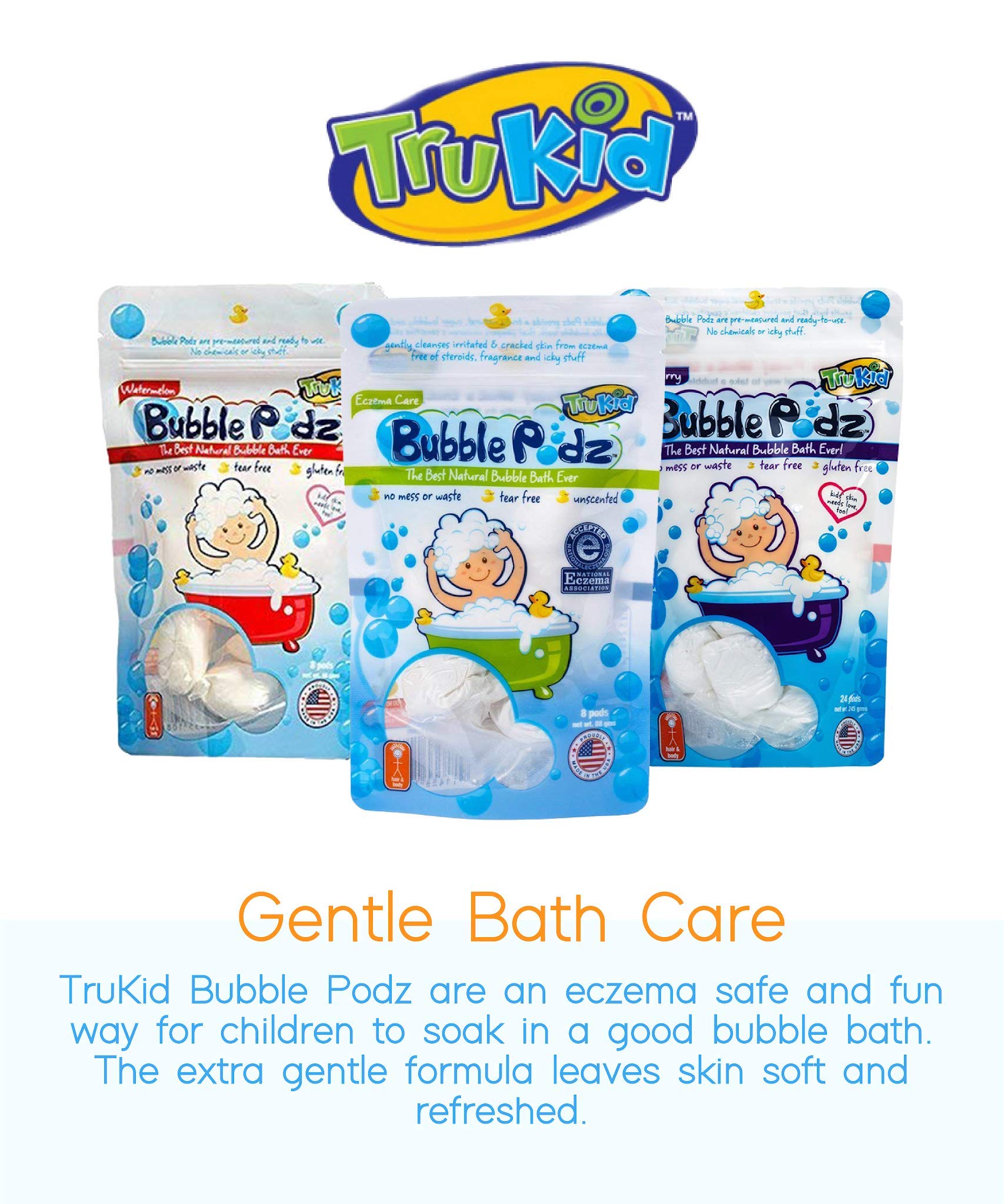 TruKid Soothing Skin (Eczema) Bubble Podz for Baby, Wellness Calming Bubble Bath for Sensitive