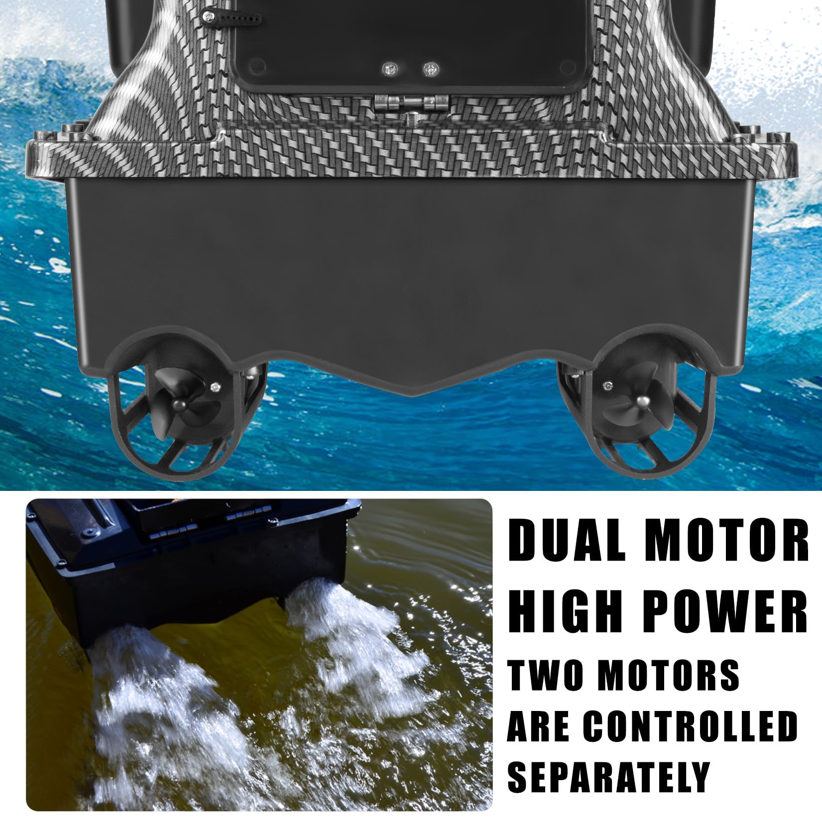 GPS-Smart-RC Wireless-Köder-Boot 2kg Laden automatischer Vorschub Return Fernbedienung 500M Entfernung Angel Nest Boot (Carbonfiber)