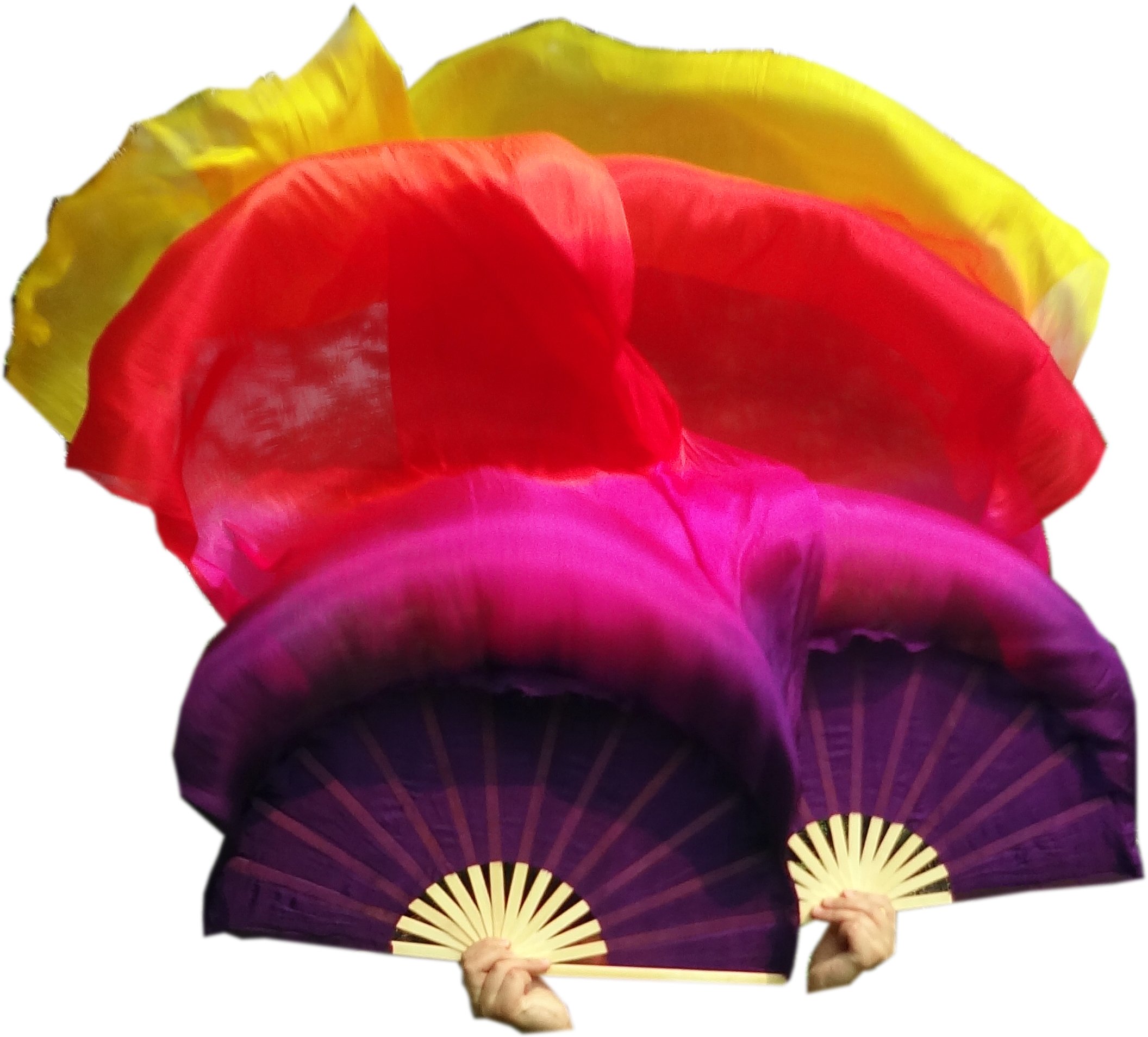 Winged Sirenny Belly Dance Silk Fan Veil Adjustable, 70"(180 cm) Worship Praise Flag Streamer (Glamour) โ image 1
