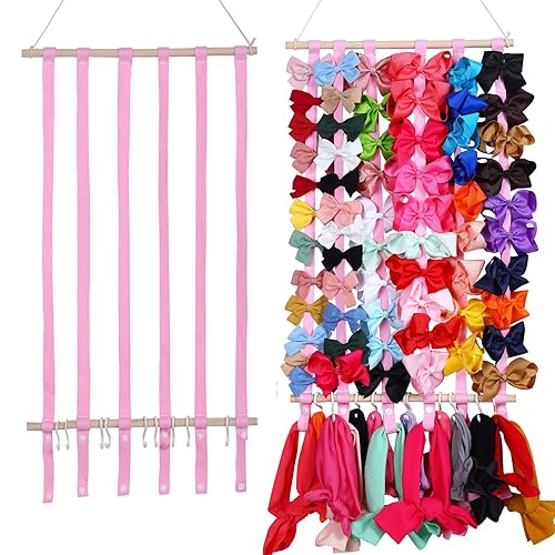 Miniatura 1 de Hipcheer Soporte para lazos para el pelo de niñas, pinzas para el pelo, diadema, organizador de almacenamiento para colgar en la pared, decoración