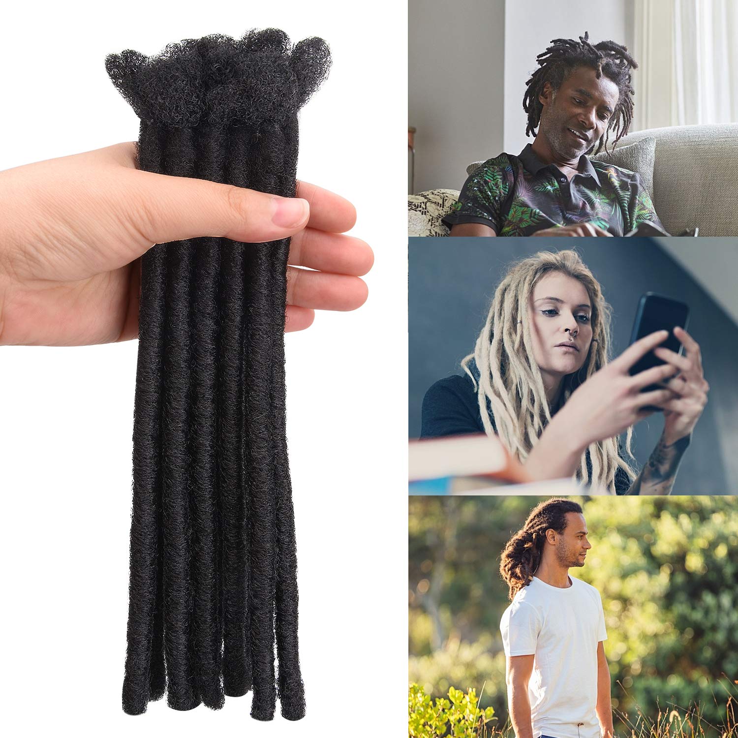 Noverlife 10 Strands 20cm/7.87" Black Twisted Dreadlock