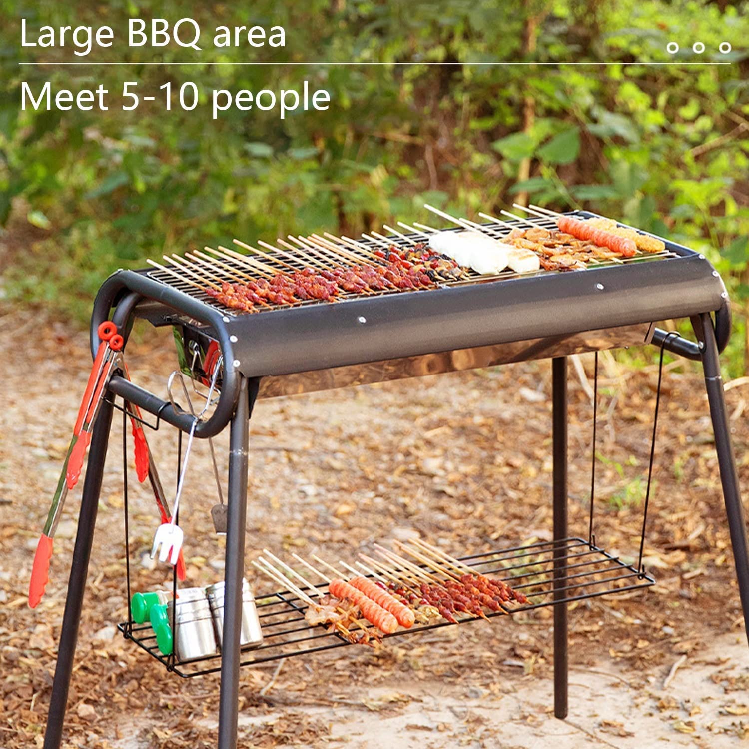 Grill Ogrodowy Przenośny Na Węgiel Drzewny, Duży, Składany, Ze Stali Nierdzewnej, Na Kemping, Patio, Podwórko, Piknik, Imprezę