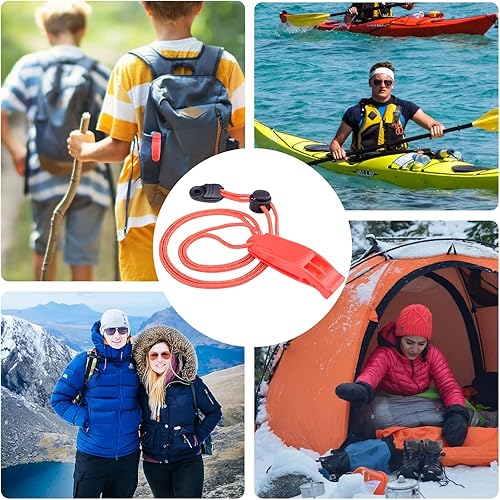 Miniatura 8 de Paquete de 4 silbatos de emergencia con cordón reflectante ajustable, silbato de seguridad para supervivencia al aire libre, senderismo, camping,