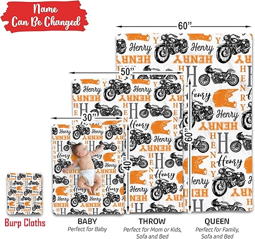 Miniatura 9 de Manta personalizada de motocicleta para niños, manta de motocicleta para bebé, manta de bebé con nombre, manta de bebé con monograma, manta de bebé