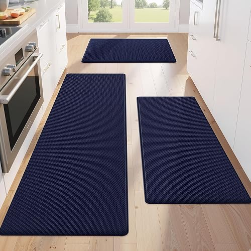 KitchenClouds Kitchen Mats 3PCS Cushioned Anti-Fatigue (Blue)