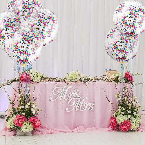 Miniatura 6 de Sumind Paquete de 10 globos de látex gigantes con confeti de 36 pulgadas, arcoíris, multicolor, globos de látex gigantes con purpurina para