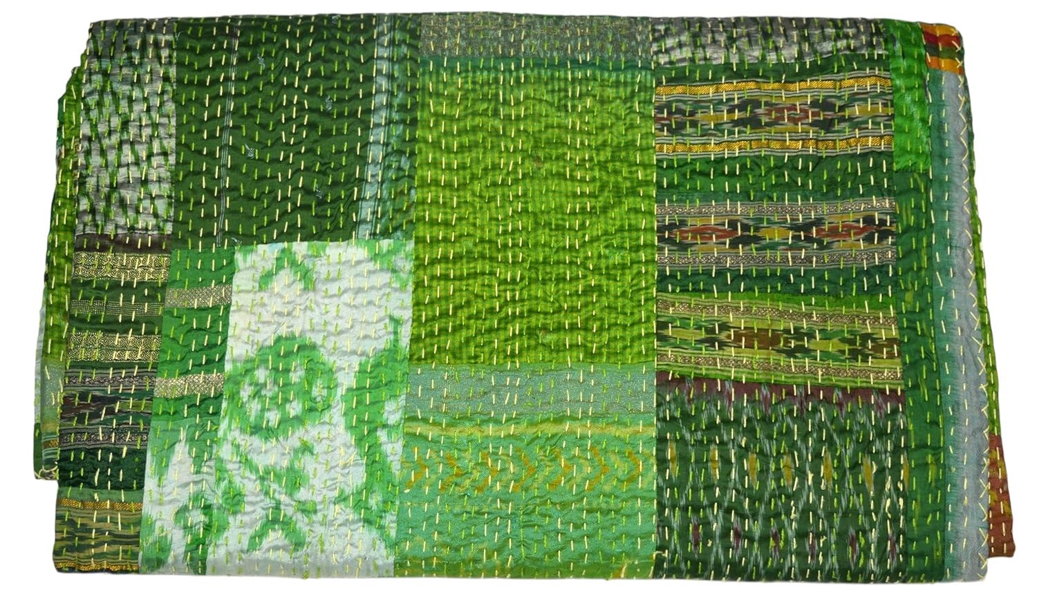 Indische Kantha-Steppdecke, Patchwork, Vintage, Doppelgröße, Überwurf