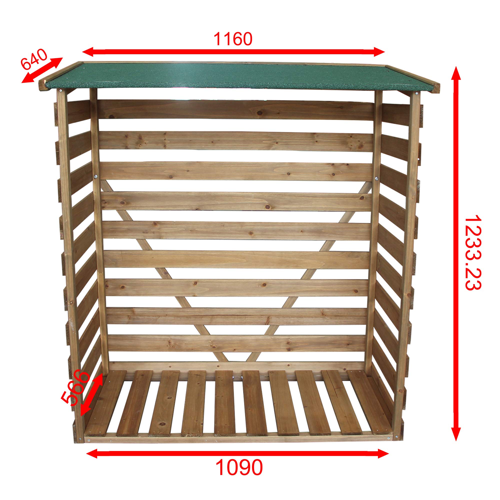 M MCombo Kaminholzregal mit Rückwand Brennholzregal Kaminholzunterstand 1200 aus Holz Braun, 64 x 116 x 123 cm