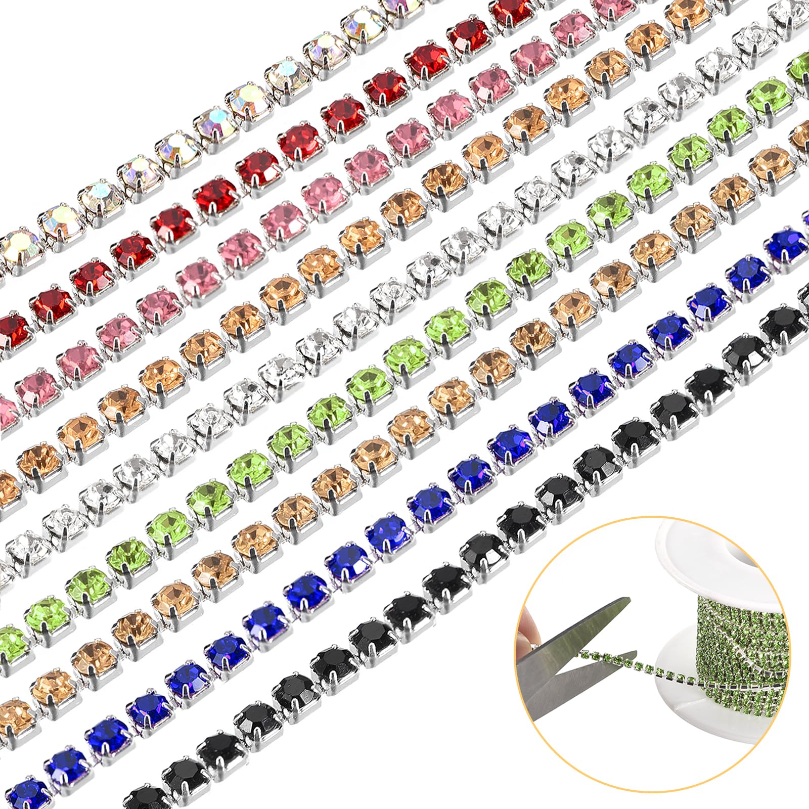 6 Rotoli Di Nastro Con Strass - 5 Metri Luno, 6 Colori Per Decorazioni Fai Da Te - Foto 10