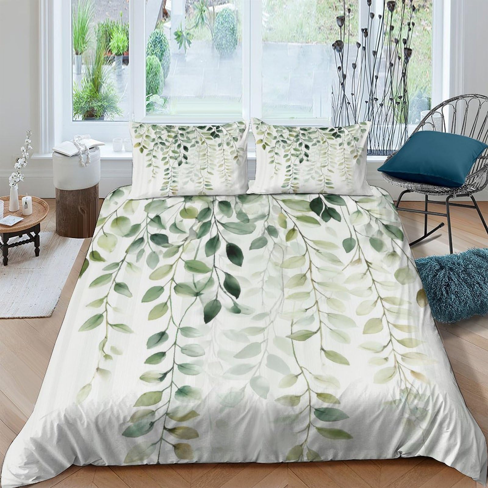 3D Printed Botanical Quilt Cover, Microfiber Duvet Cover Hidden Zipper for