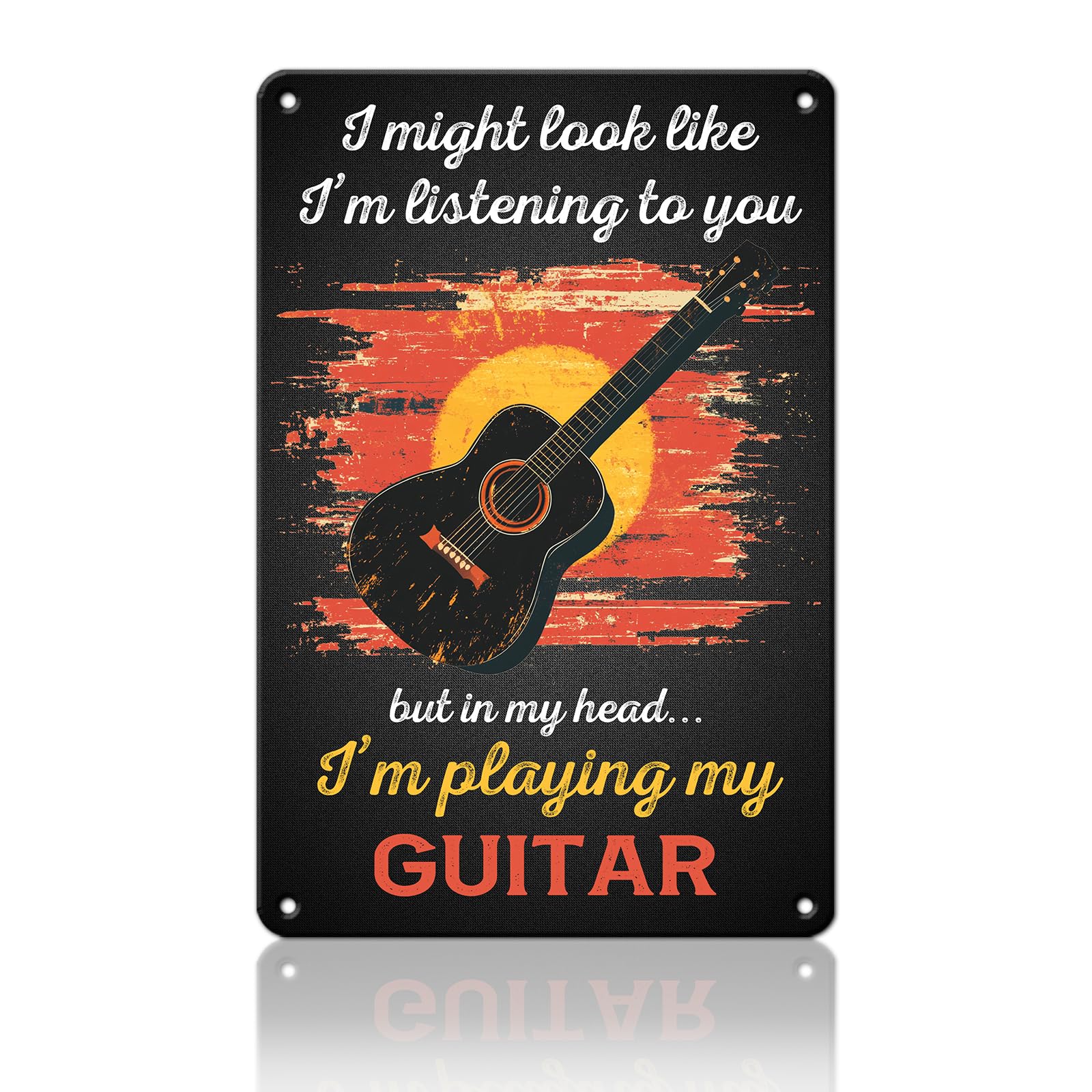 Anceky I Might Look Like Guitar Tin Sign Retro Metal Tin Sign Vintage Wall Decor for Yard Home Garden Fence Window 12×8 Inch