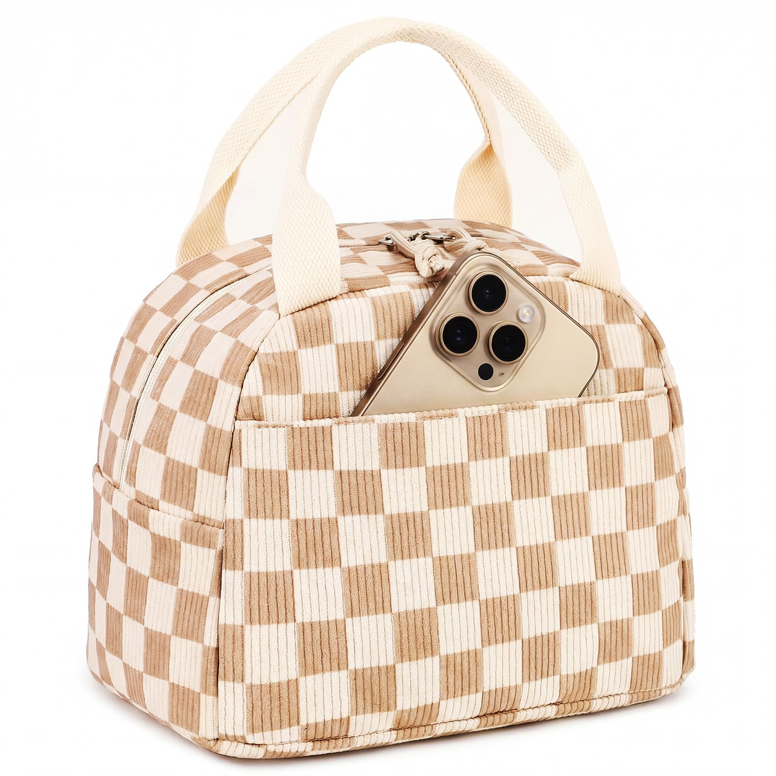 LEDAOU Lunch Box for Women Insulated Lunch Bag Corduroy Lunch Tote Bags Leakproof Cooler Lunch Case for Travel Work Picnic