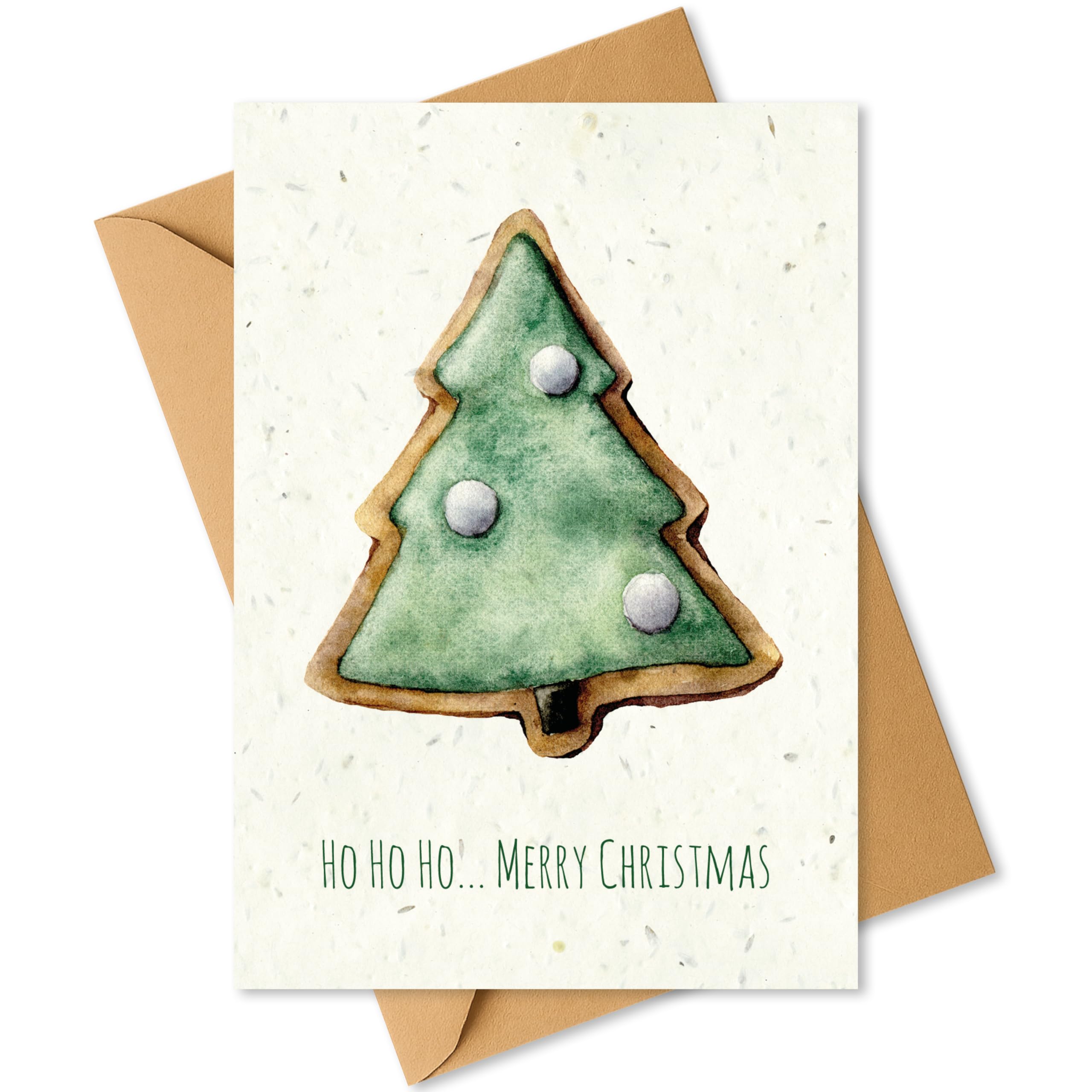 Plantable Christmas Card with Biscuit Tree – Eco Friendly Biodegradable Seed Paper Greeting Card, Sustainable Gift, Zero Waste Merry Christmas Card for Friends & Family