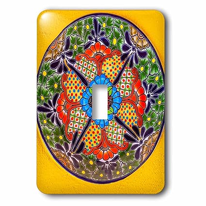 3dRose LSP_278313_1 Colorful Handmade Patterns of a Ceramic Plate, Guanajuato, Mexico Toggle Switch, Mixed