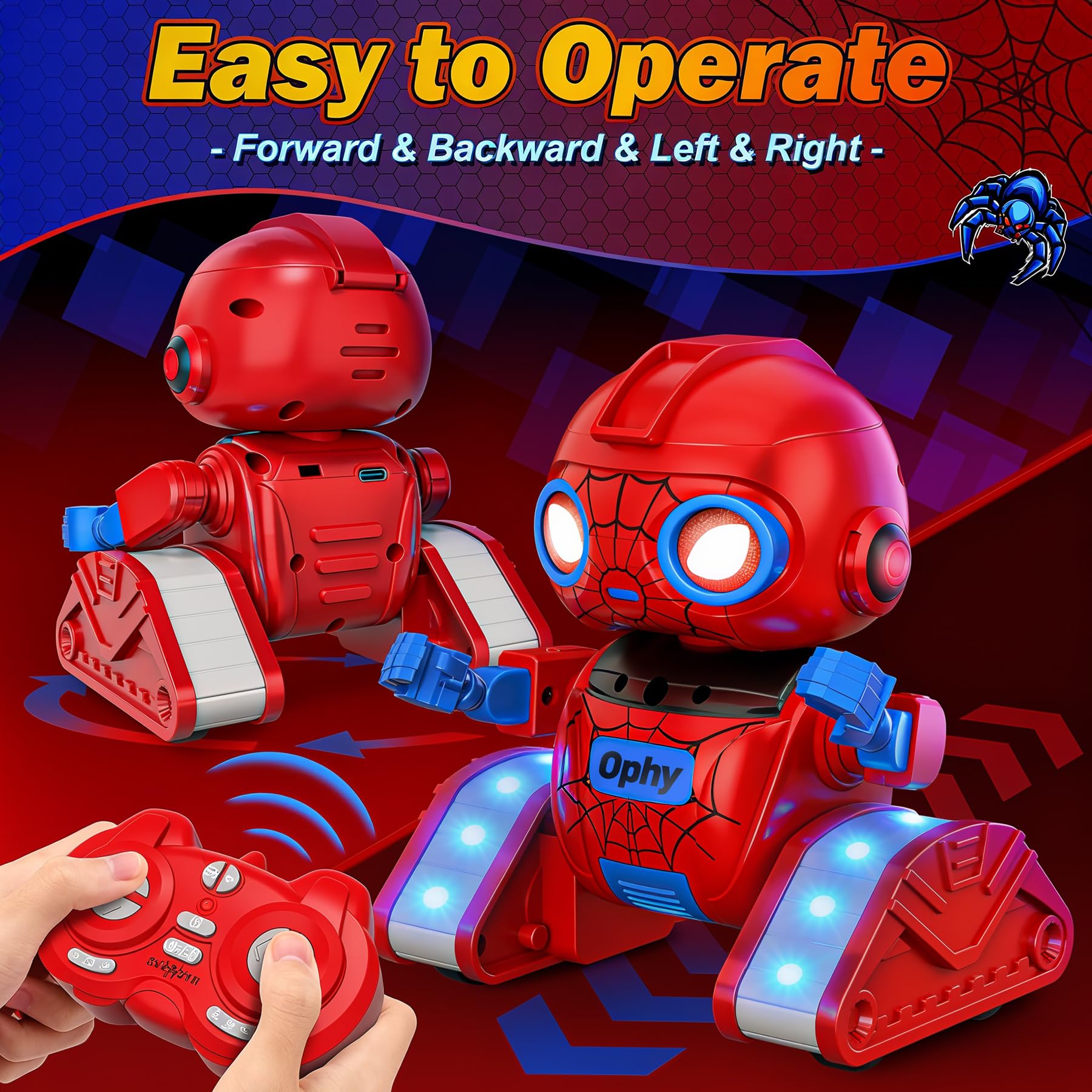 Ophy Robot de Projection Enfant Jouet, avec Yeux LED, Musique et Sons Intéressants pour Garçons et Filles à Partir de 3 4 5 6 7 8 9 10 11 12Ans Halloween Cadeau d'anniversaire (Rouge)