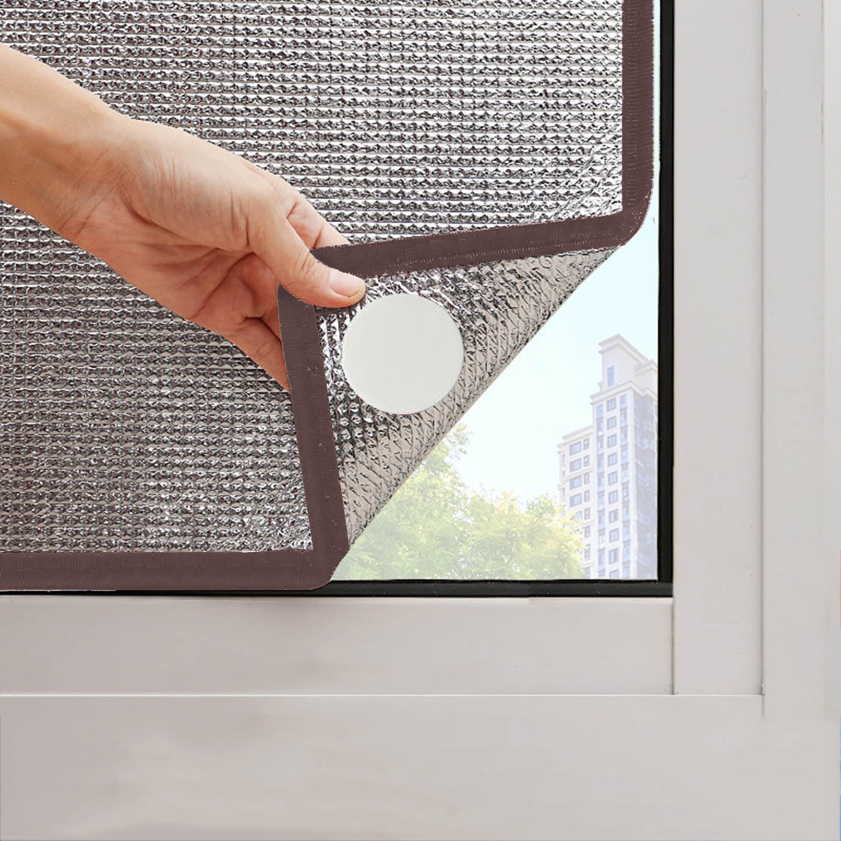 HDEYRSX Sun Room Heat Reflective Window Films,9mm Aluminium Foil Thermal Insulation Window Stickers,Sun Blocking Anti UV Window Tint,Total Blackout Privacy Glass Film,Custom (75cm x 100cm,Brown)