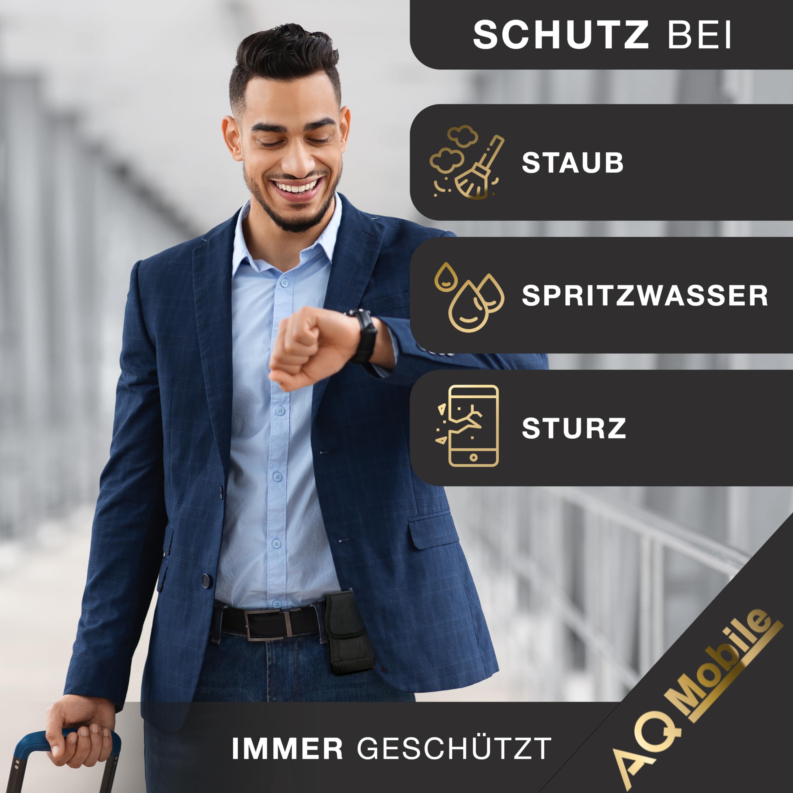 Vertikale Handy Gürteltasche für Smartphone, Größe XXL, Nylon Gürtelschlaufe Schwarz