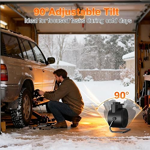 Miniatura 4 de Auertech Calentador de invernadero con termostato, calentador eléctrico de 1500 W con control de perilla, calentamiento rápido 3S, protección contra