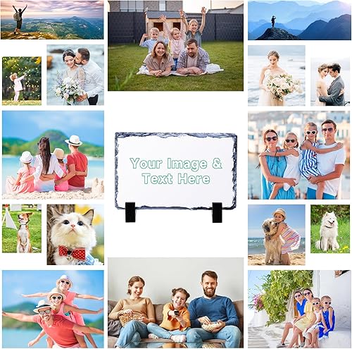 Miniatura 6 de HooAMI Marcos de fotos personalizados marcos de placa de pizarra de piedra de piedra, regalos personalizados para hombres, mujeres, parejas,