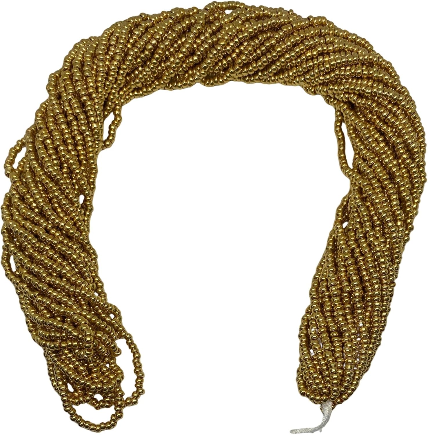 11/0 Glass Seed Beads, 12 String Hanks, Small Craft Beads, 2 mm (Gold)