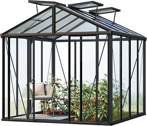 GFP Gewächshaus Hera 4 Glasgewächshaus 263x263 cm | Aluminium-Rahmen Farbe