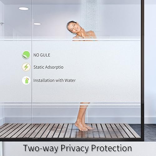 Miniatura 9 de Película de vidrio esmerilado con herramientas, película de privacidad reutilizable para ventana, adherencia estática, protección UV, bloqueo solar,