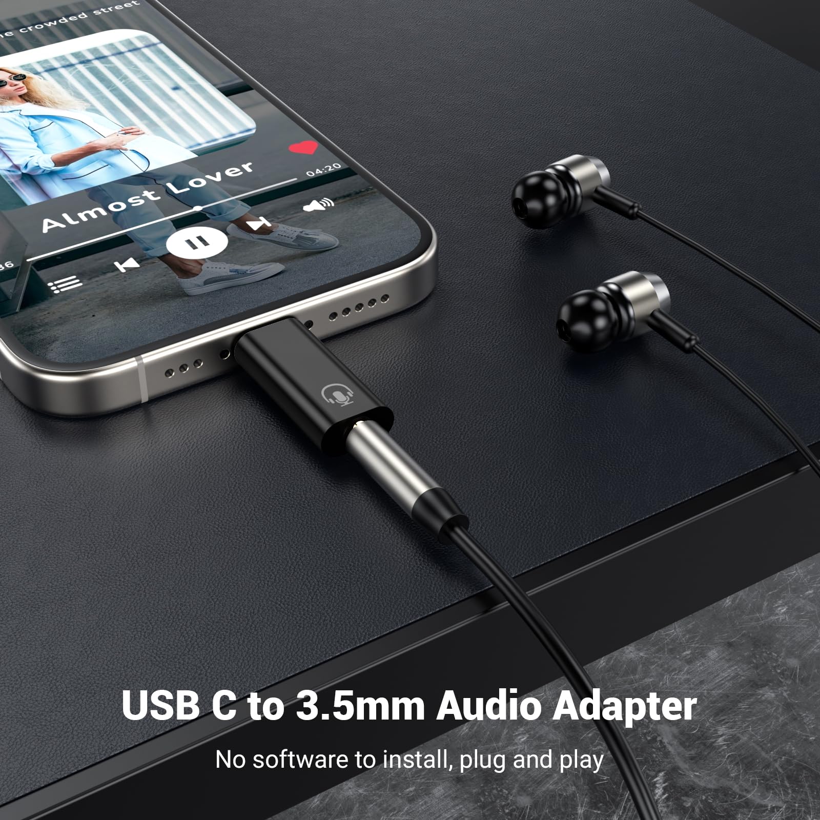 Fidioto Paquete de 4 adaptadores de audio USB C a conector de 3,5 mm, adaptador USB C a conector de auriculares compatible con iPhone 16 Plus/16 Pro Max/Samsung Galaxy/Ultra/iPad Pro/MacBook/Pixel