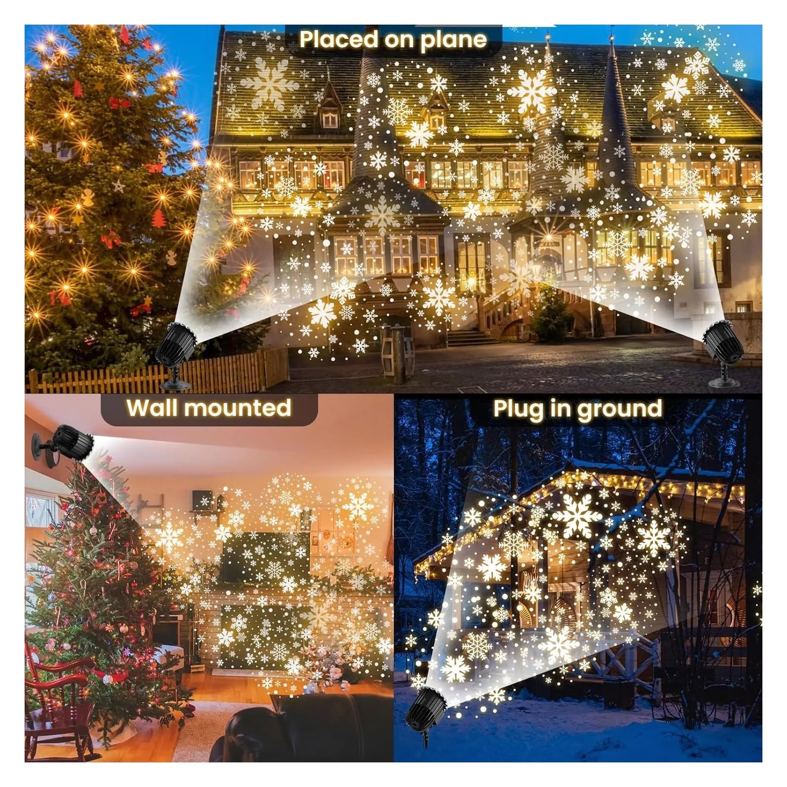 Projektor Weihnachten, 1 x Weihnachtsprojektor-Lichter for den Außenbereich, Upgrade auf 9 W LED-Schneeflocken-Projektor-Lichter, wasserdichte Weihnachtsdekorationsbeleuchtung