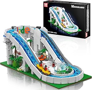 Mould King 11021 Water Park Water Slide Building Blocks Toy, 2088 Pieces Amusement Park Building Block Set with Motor, MOC...