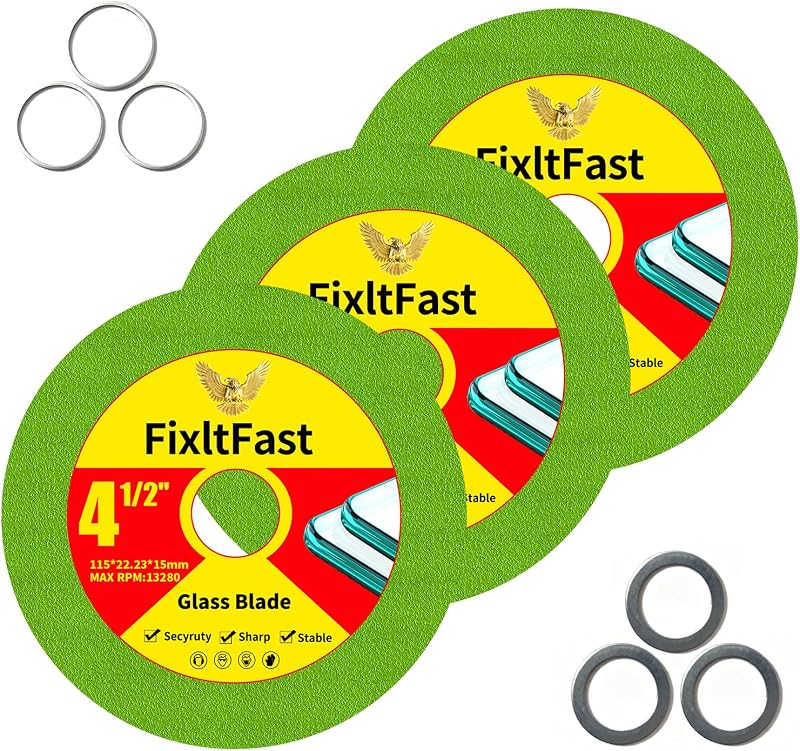 FIXLTFAST 4-1/2 x 7/8 Glass Diamond Cutting Blades for Angle Grinder -3PCS
