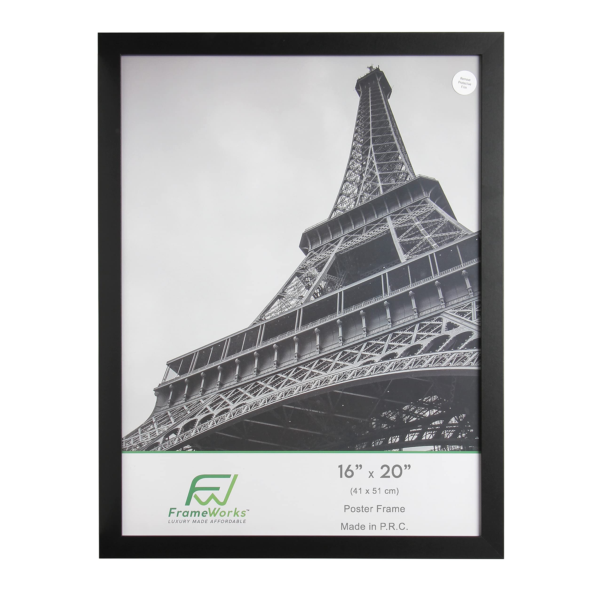 FrameWorks 16” x 20” 2-Pack Black Back-Loading Wooden Poster Frame with Classic Edges