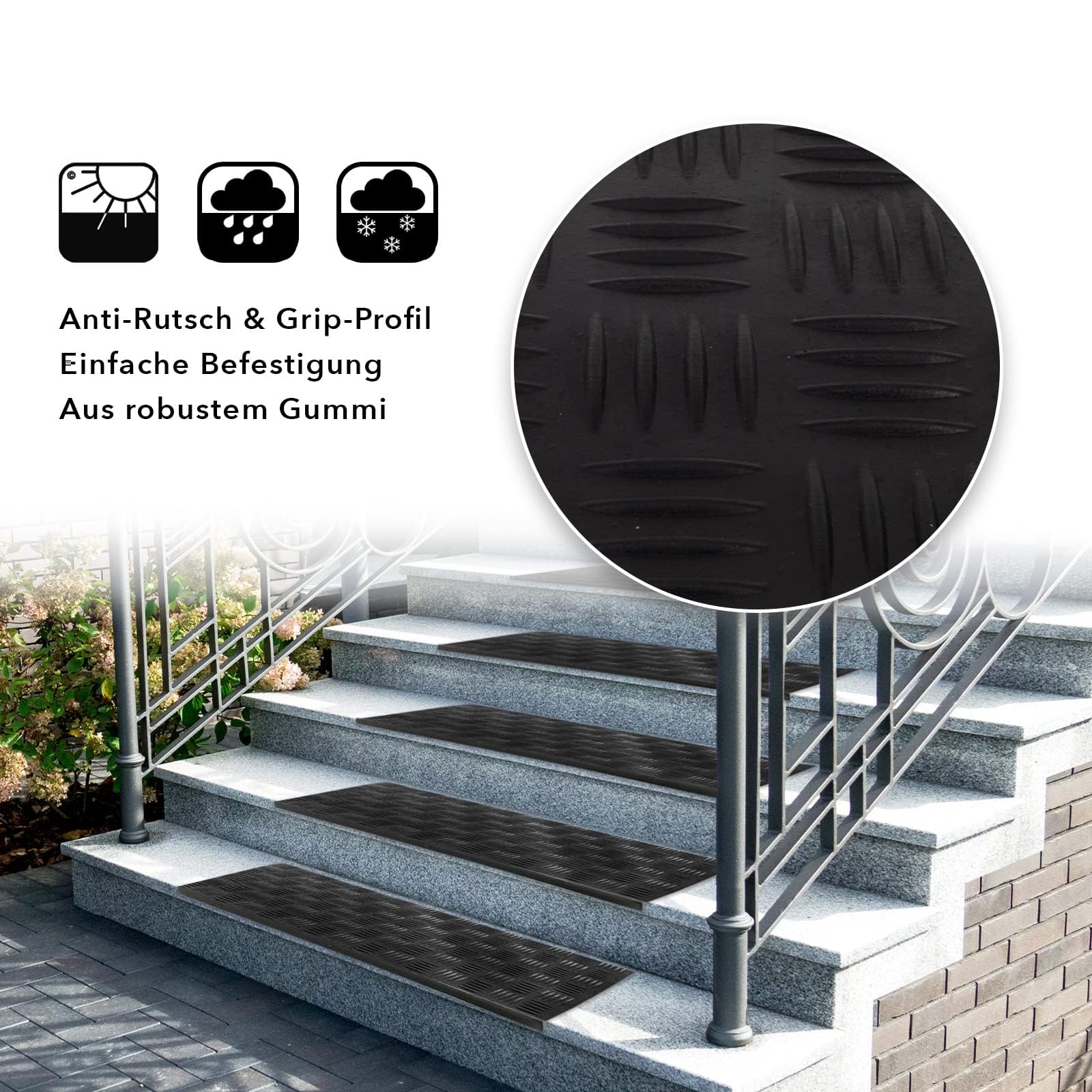 Tappetini Per Gradini In Velluto Dynasty - 15 Pezzi Antracite - Foto 3