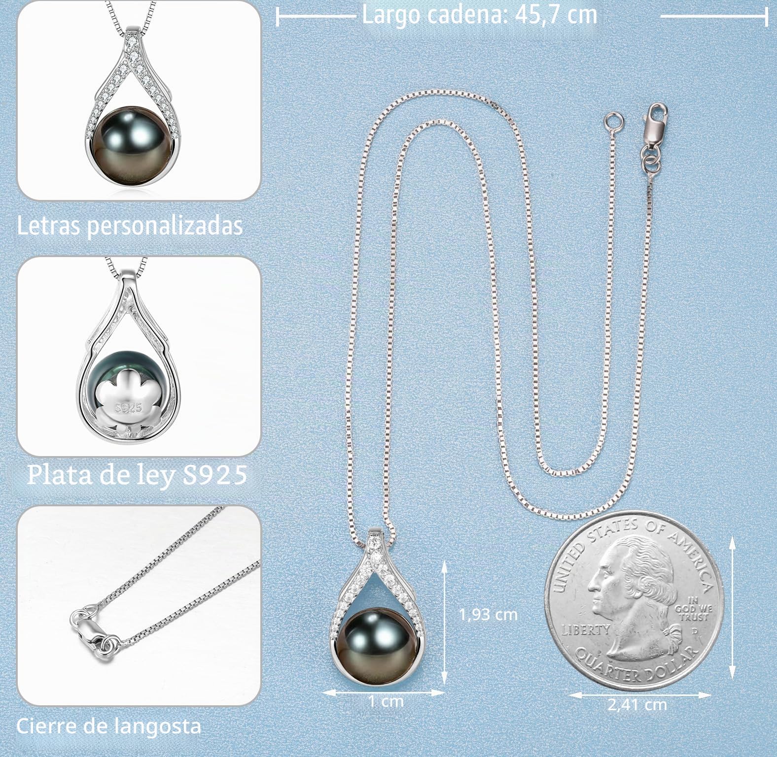 Regalos para esposa, aniversario, día de la madre, collar de perlas negras de Tahití, regalo para mujeres, cumpleaños, Navidad, día de San Valentín, regalos para ella, regalos de joyería